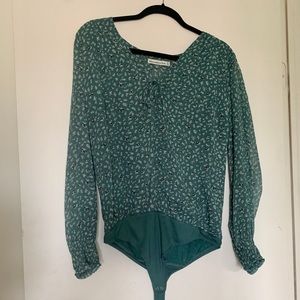 Abercrombie and Fitch green floral bodysuit